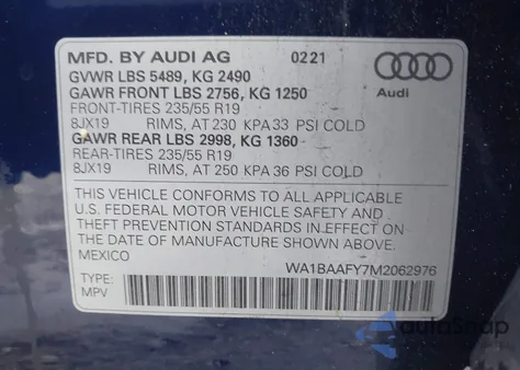 2021 Audi Q5 Premium Plus 45 Tfsi Quattro S Tronic from USA, damaged, VIN WA1BAAFY7M2062976